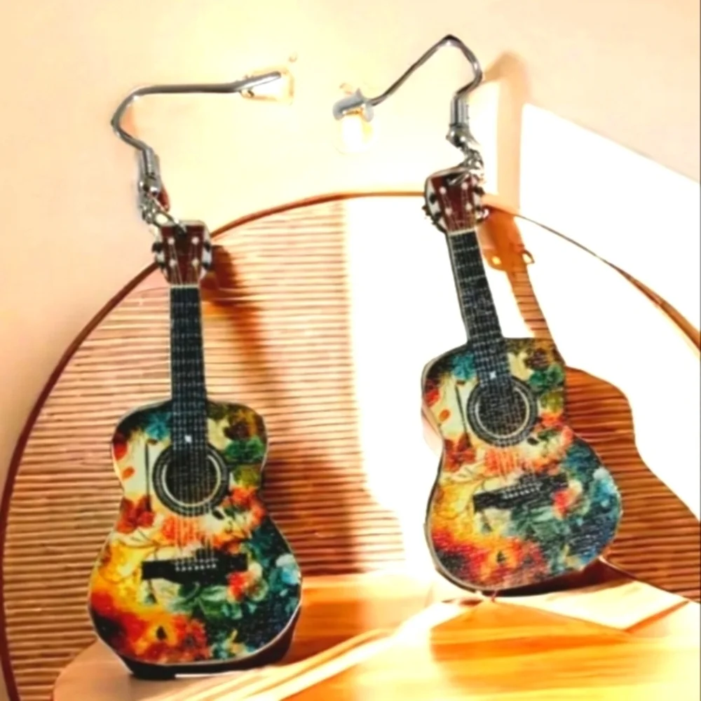 Red and Yellow Statement Earrings with Ornamental Design